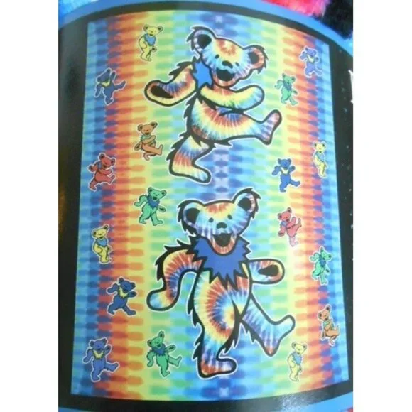 New Grateful Dead Tie Dye Dancing Bears Plush Throw Gift Blanket Fleece Rainbow - Picture 3 of 5